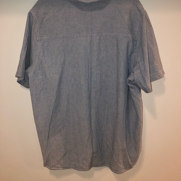 Carolina Blues 20W denim button down shirt with American flag on front pocket - Picture 3 of 9